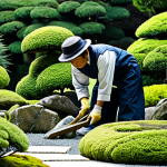 조경 자격증 취득 후 진로 선택 - Traditional Gardener**

"A professional gardener tending to a meticulously designed Japanese garden,...