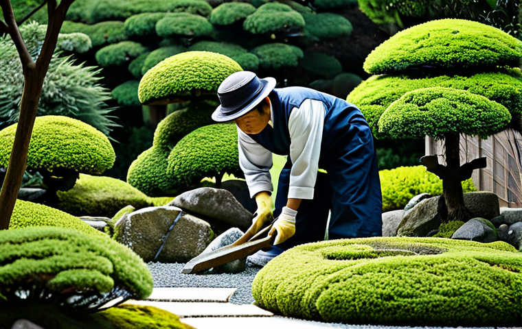 조경 자격증 취득 후 진로 선택 - Traditional Gardener**

"A professional gardener tending to a meticulously designed Japanese garden,...