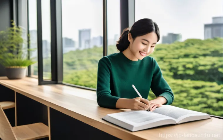 조경 기사 자격증 시험 대비 자료 추천 - Aspiration and Focus**
A determined Japanese adult, in their late 20s to early 40s, is seated at a m...