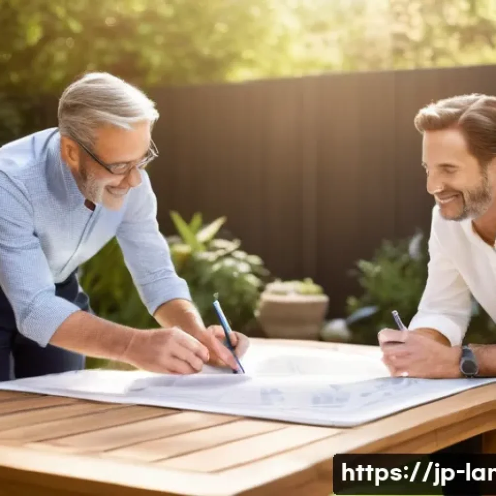 조경 공사 견적서 작성법 - **Prompt:** A detailed, brightly lit photograph of a professional landscape designer (mid-30s to 40s...