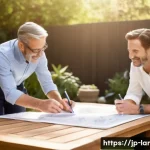 조경 공사 견적서 작성법 - **Prompt:** A detailed, brightly lit photograph of a professional landscape designer (mid-30s to 40s...