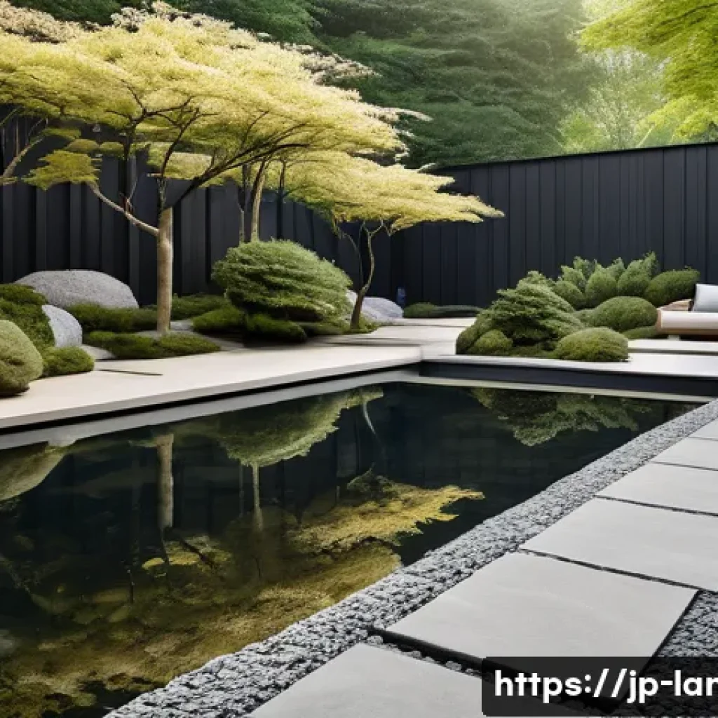 조경 프로젝트 제안서 작성법 - A modern Japanese garden design showcasing a seamless blend of traditional and contemporary elements...